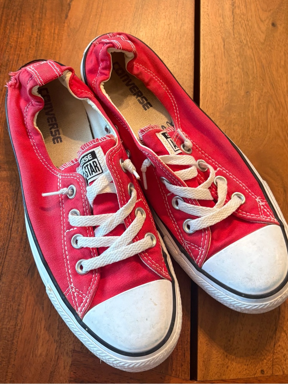 Converse Low Top Canvas Sneakers - Red with White Trim